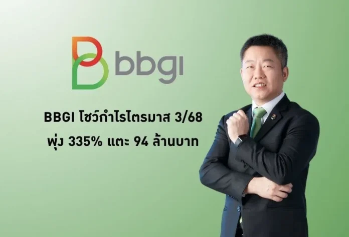 BBGI โชว์กำไรไตรมาส 3/68 พุ่ง 335% แตะ 94 ล้านบาท ย้ำศักยภาพความมั่นคงด้วย ทริส เรทติ้ง คงอันดับเครดิต “A” Stable