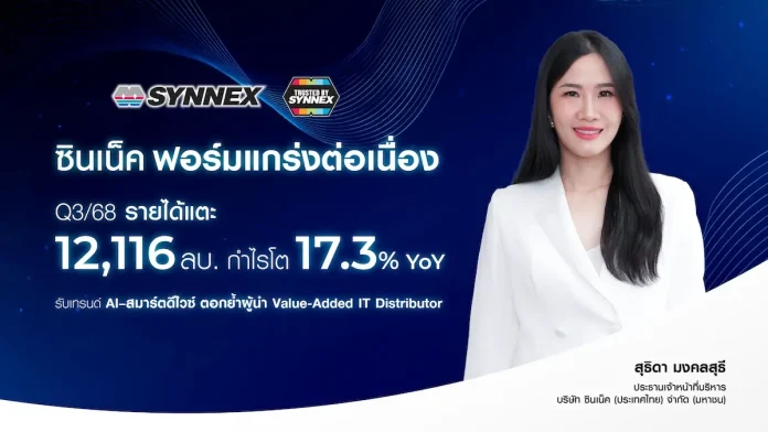 ซินเน็ค ฟอร์มแกร่งต่อเนื่อง Q3/68 รายได้ทะลุ 12,116 ล้านบาท กำไรโต 17.3% รับเทรนด์ AI – Smart Device ตอกย้ำผู้นำ Value-Added IT Distributor