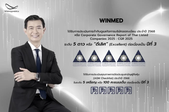 WINMED ยอดเยี่ยม!คว้า CGR “ดีเลิศ” ระดับ 5 ดาว 3 ปีซ้อน
