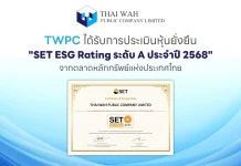 TWPC โชว์ศักยภาพ “SET ESG Ratings” ปี68 ระดับ A มุ่งสู่องค์กรยั่งยืน