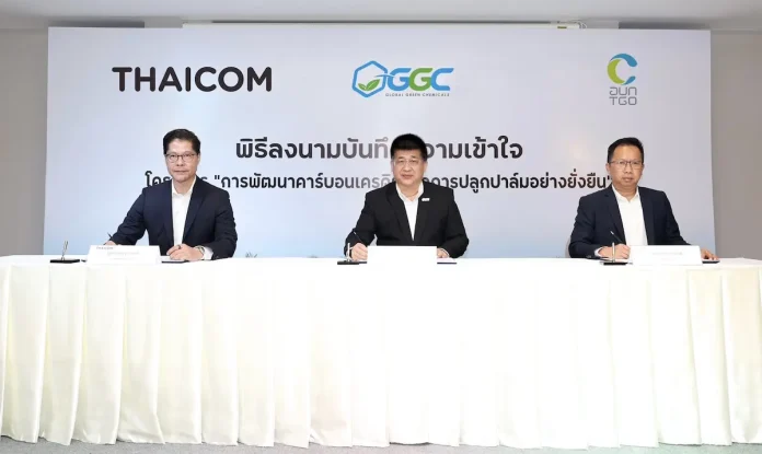 GGC -THAICOM และ TGO ลงนามบันทึกความร่วมมือ การพัฒนาคาร์บอนเครดิตจากการปลูกปาล์มอย่างยั่งยืน