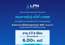 LPN เตรียมขายหุ้นกู้ดอกเบี้ย 6% เปิดจอง 27–29 เม.ย. นี้ รับมือเศรษฐกิจผันผวน