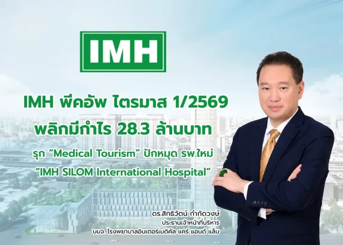 IMH พีคอัพ ไตรมาส1/2569 พลิกมีกำไร 28.3 ล้านบาท รุก “Medical Tourism” ปักหมุดรพ.ใหม่ “IMH SILOM International Hospital” ล็อกเป้ารายได้ปี 70 แตะ 1,500 ล้านบาท