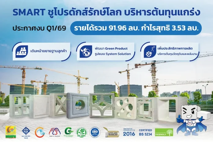SMART ชู Green Product - คุมต้นทุนเข้ม งบ Q1/69 รายได้รวม 91.96 ลบ. กำไร 3.53 ลบ.