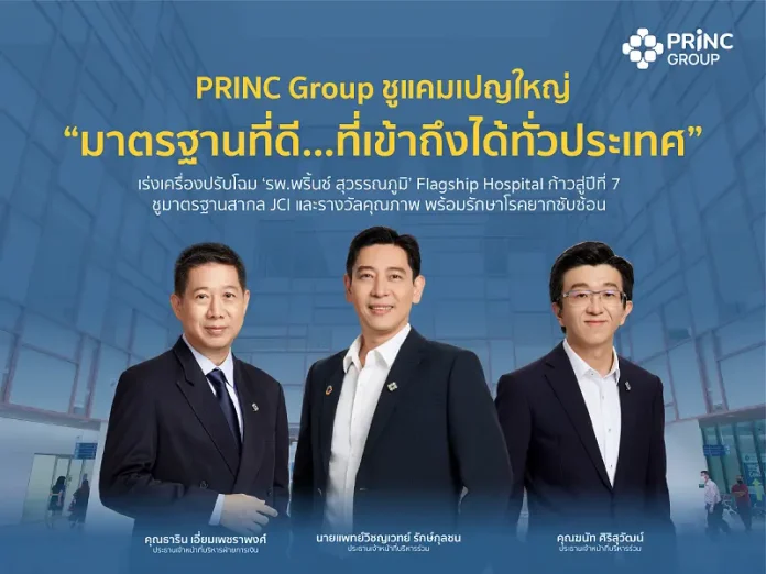 PRINC Group กางยุทธศาสตร์ ‘Hub & Spoke’ ดันเป้ารายได้โตตามเป้า ชูแคมเปญใหญ่ "มาตรฐานที่ดี...ที่เข้าถึงได้ทั่วประเทศ" เร่งเครื่องปรับโฉม ‘รพ.พริ้นซ์ สุวรรณภูมิ’ Flagship Hospital ก้าวสู่ปีที่ 7 ชูมาตรฐานสากล JCI และรางวัลคุณภาพ พร้อมรักษาโรคยากซับซ้อน