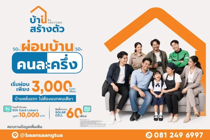 “บ้านสร้างตัว” ชูโมเดล “เลือกทำเลได้ รีโนเวทให้” สร้างโอกาสคนไทยเข้าถึงการมีบ้าน พร้อมเปิดโปรฯ ผ่อนบ้านคนละครึ่ง กระตุ้นกำลังซื้ออสังหาฯ ทั่วประเทศ