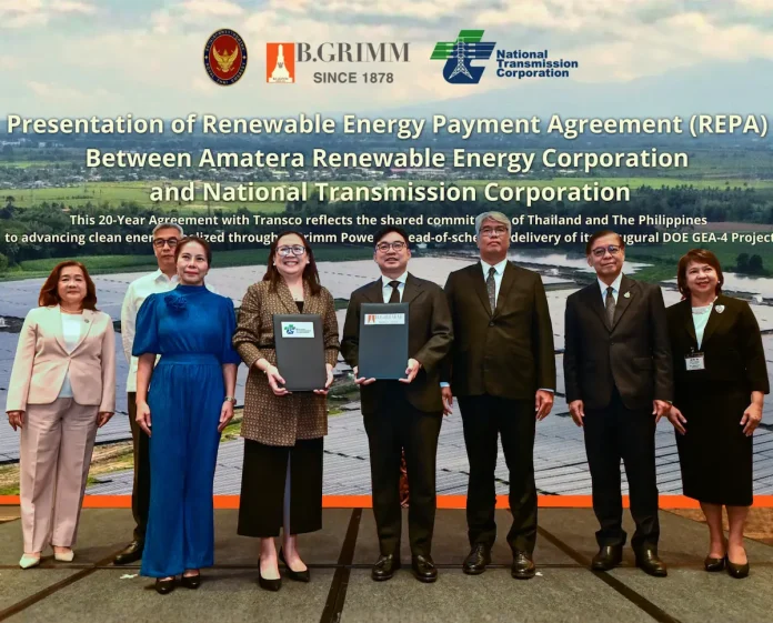 ARECO บริษัทย่อย บี.กริม เพาเวอร์ ผนึก TransCo ในฟิลิปปินส์ ลงนามสัญญาซื้อขายไฟฟ้าพลังงานแสงอาทิตย์ขนาด 50 เมกะวัตต์ ภายใต้โครงการ GEA-4 เดินหน้าขยายการลงทุนพลังงานสะอาด พิธีลงนามสัญญาซื้อขายไฟฟ้าพลังงานแสงอาทิตย์ระหว่าง ARECO บริษัทย่อย BGRIM และ TransCo ในฟิลิปปินส์ โครงการ GEA-4