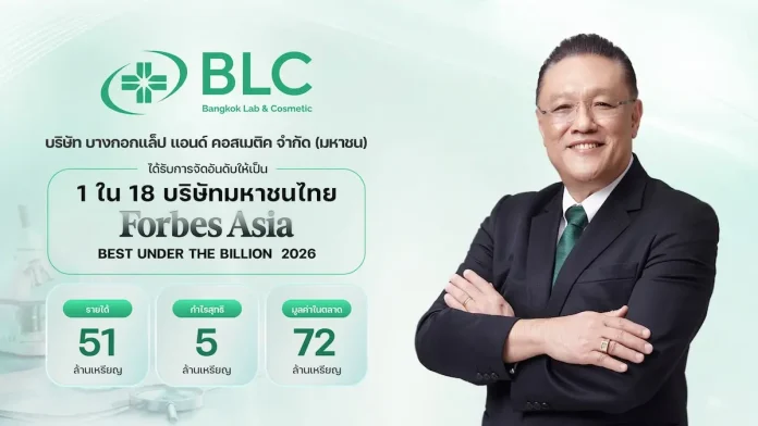 BLC ผงาดติดโผ Forbes Asia ‘Best Under A Billion 2026’ ตอกย้ำหุ้นยาสินทรัพย์แกร่ง มุ่งพัฒนานวัตกรรมยาสู่การเติบโตยั่งยืน