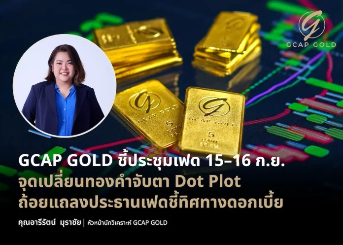 GCAP GOLD ชี้ประชุมเฟด 15–16 ก.ย. จุดเปลี่ยนทองคำ จับตา Dot Plot–ถ้อยแถลงประธานเฟด ชี้ทิศทางดอกเบี้ย อารีรัตน์ มุราชัย หัวหน้านักวิเคราะห์ GCAP GOLD วิเคราะห์แนวโน้มราคาทองคำรับผลประชุมเฟด 15–16 กันยายน 2569
