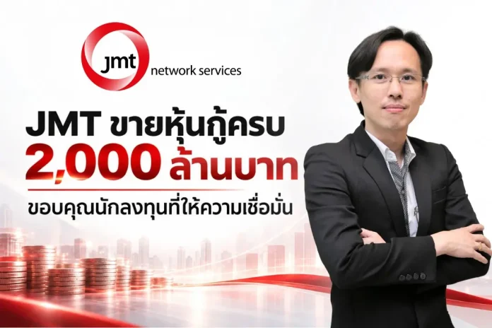 JMT ปิดขายหุ้นกู้ 2,000 ล้านบาทเต็มจำนวน! ขอบคุณนักลงทุน พร้อมเดินหน้ารับโอกาสเติบโตธุรกิจบริหารหนี้ JMT หรือ บริษัท เจ เอ็ม ที เน็ทเวอร์ค เซอร์วิสเซ็ส จำกัด (มหาชน) ประสบความสำเร็จเสนอขายหุ้นกู้มูลค่า 2,000 ล้านบาทเต็มจำนวน ชูอัตราดอกเบี้ย 5.10% ต่อปี รองรับการขยายพอร์ตหนี้