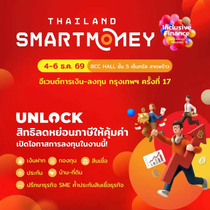 Thailand Smart Money 2026 เดินสายสุดปัง 4 จังหวัดฮอต กวาดธุรกรรมกว่า 9,500 ลบ. งาน Thailand Smart Money 2026 เดินสาย 4 จังหวัดกวาดธุรกรรมกว่า 9,500 ล้านบาท พร้อมเตรียมจัดงานใหญ่ส่งท้ายปีที่เซ็นทรัลลาดพร้าว