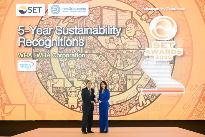 WHA Group ตอกย้ำความเป็นผู้นำ คว้า 3 รางวัลทรงเกียรติในงาน SET Awards 2026 บริษัท ดับบลิวเอชเอ คอร์ปอเรชั่น จำกัด (มหาชน) WHA Group และ WHAUP คว้า 3 รางวัลทรงเกียรติจากเวที SET Awards 2026 ตอกย้ำความเป็นเลิศด้านความยั่งยืน ESG และนักลงทุนสัมพันธ์